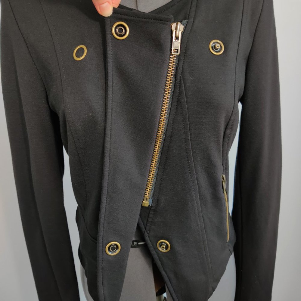 CABI Ponte Knit Moto Jacket Black Style 615 Small - Picture 3 of 14